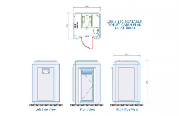 תא מקלחת ושירותים נייד 150x15